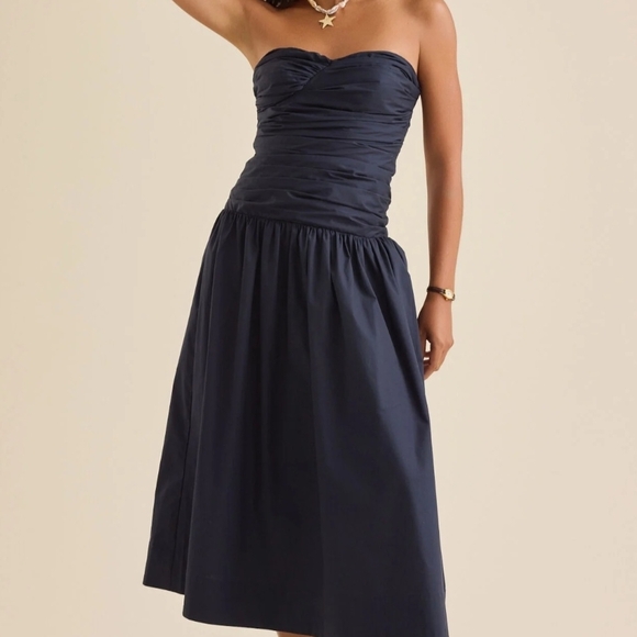 Altar'd State Midnight Blue Strapless Midi Dress - Picture 4 of 12